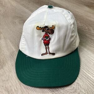 Vintage 1991 Rocky And Bullwinkle‎ Strapback Trucker Hat Cap Blockhead